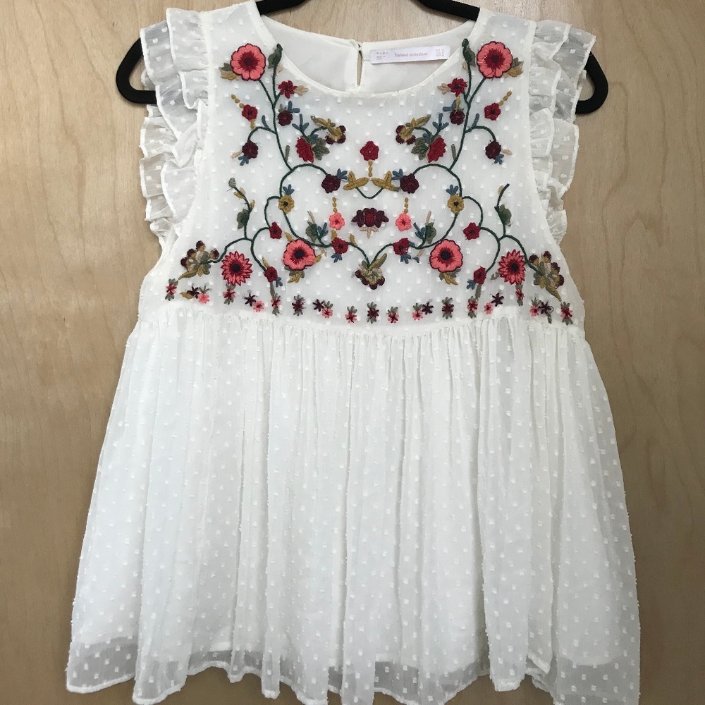 Zara Trafaluc Collection Womens Embroidered Top M